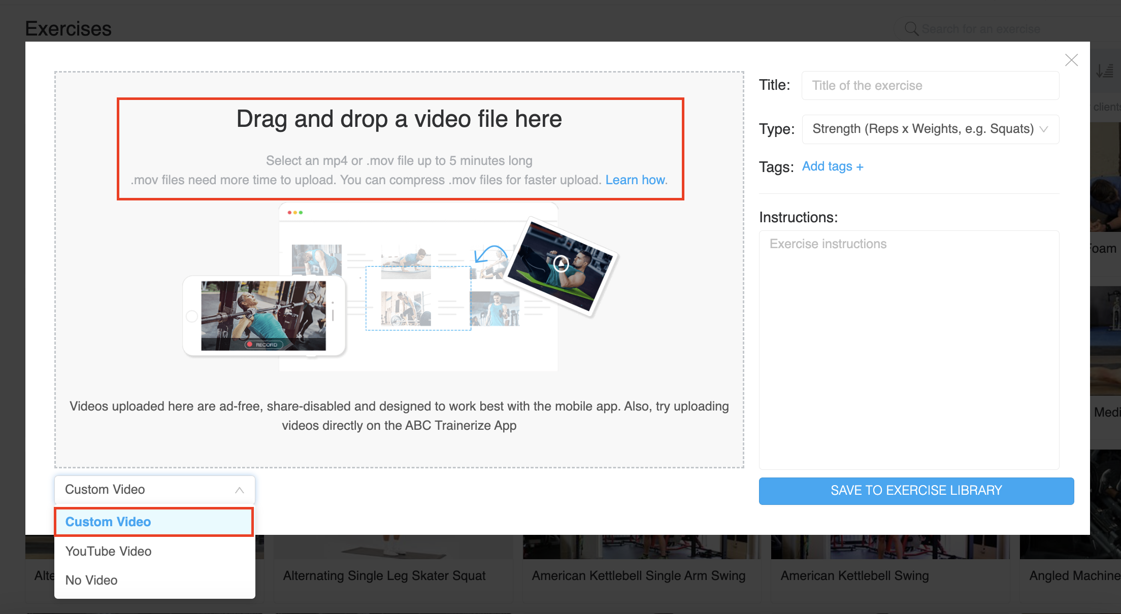 How do I add my own custom exercises? (Web app) – ABC Trainerize Help Center