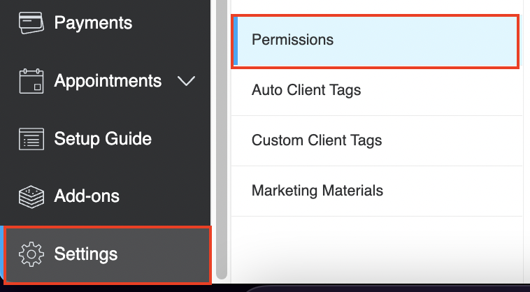 Setting up client permissions based on client type – ABC